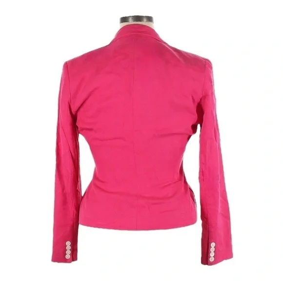 Lauren Ralph Lauren Silk Blazer Hot Pink Size 10 One Button Tailored Barbiecore - Picture 2 of 10